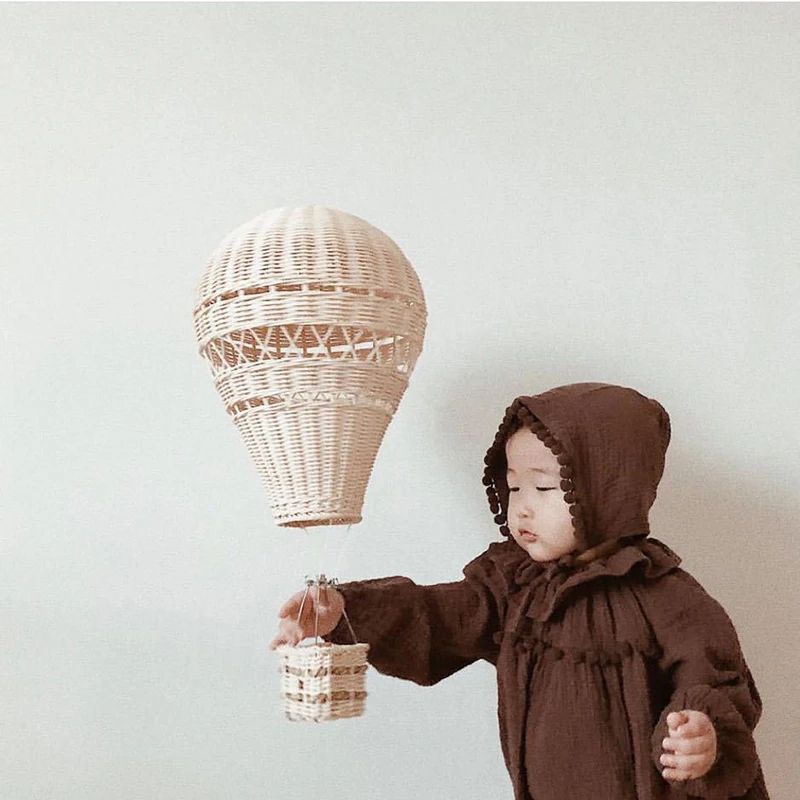 Handwoven Rattan Hot Air Balloon Baby Room Decor