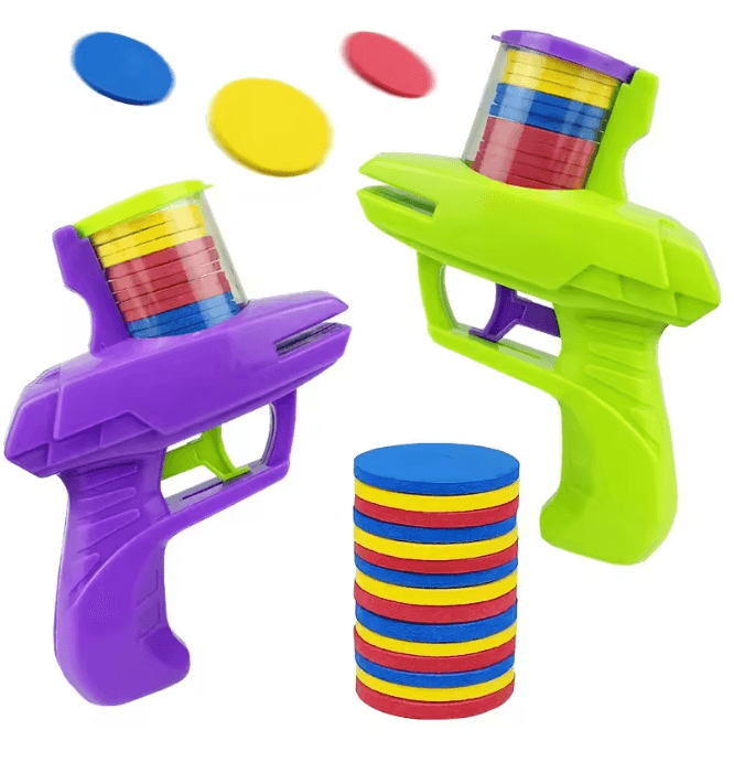 Double Player Flying Disc Gun Safe Shooting Game for Kids