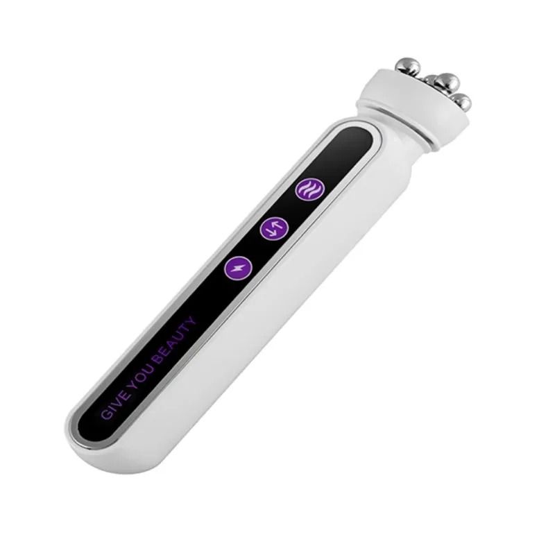Facial Microcurrent Heating Beauty Roller With EMS RF and LED Light Therapy