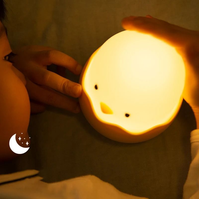 Cartoon Eggshell Chicken Touch Night Light Rechargeable LED Lamp