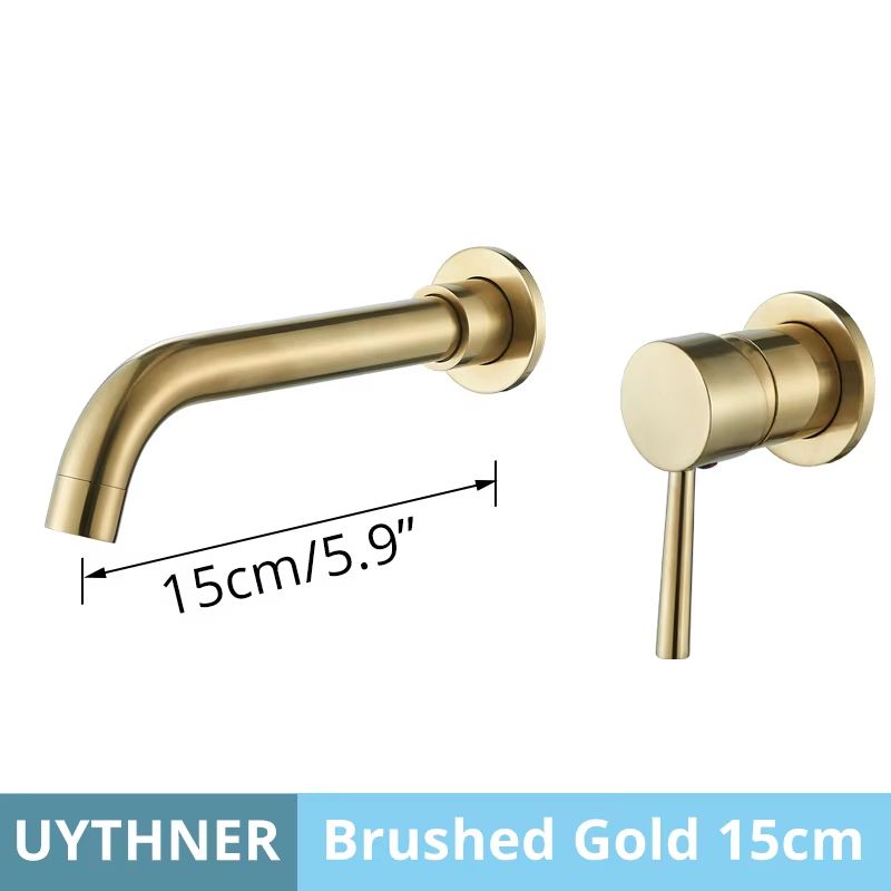 Brushed Gold & Black Concealed Wall Mounted Basin Faucet Mixer