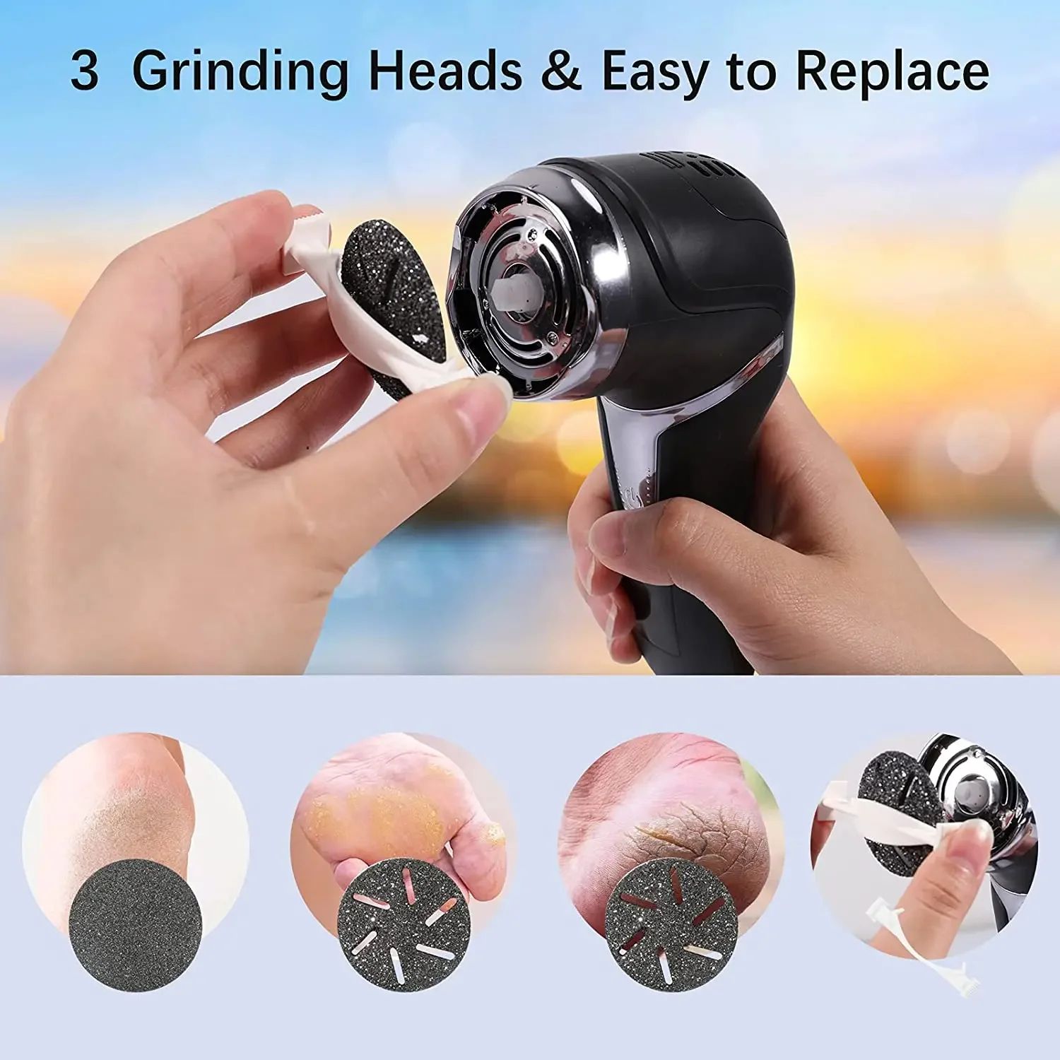 8 Pcs Callus Remover Roller Refills – Replacement Foot File Heads for Hard Dead Skin, Pedicure Foot Care Accessories