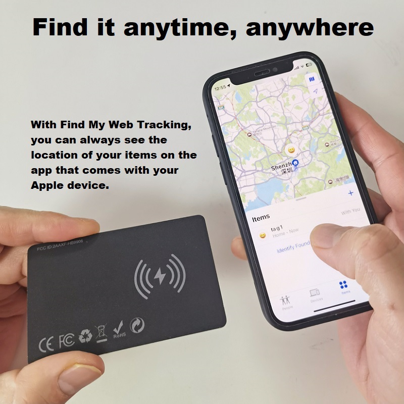 Slim Wireless Find My Tracker Card for Ultra Thin Wallet Locator with Wireless Charging