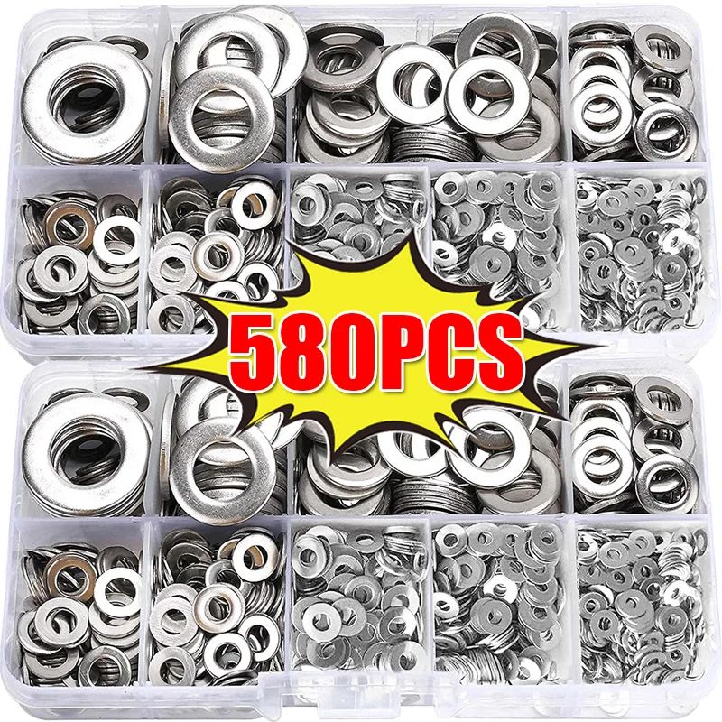 FixMaster Stainless Steel Washer Assortment Kit – M2–M12 Flat Washers for Screws, Bolts & Fasteners