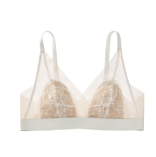 SUJIIN Seamless Wireless Triangle Lace Bra with Beautiful Back Design
