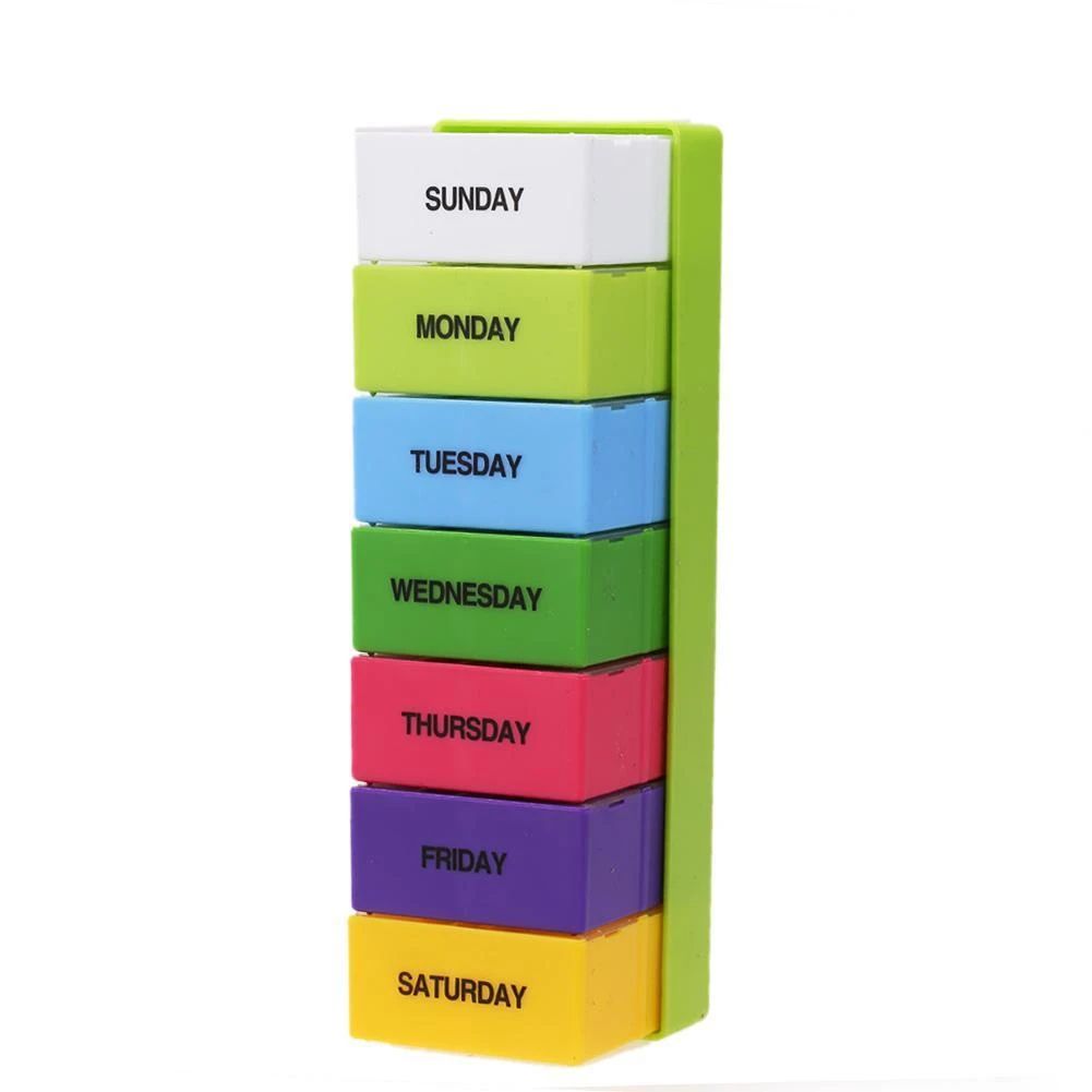 Rainbow 7 Day Pill Organizer Box