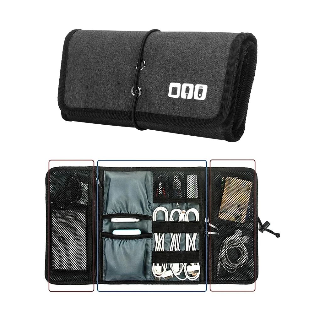 Roll Up Electronic Organizer Travel Cable and Charger Storage Case
