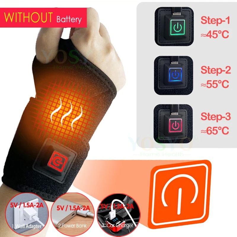 Electrically Heated Wrist Support Sleeve with Adjustable Temperature for Joint and Muscle Relief