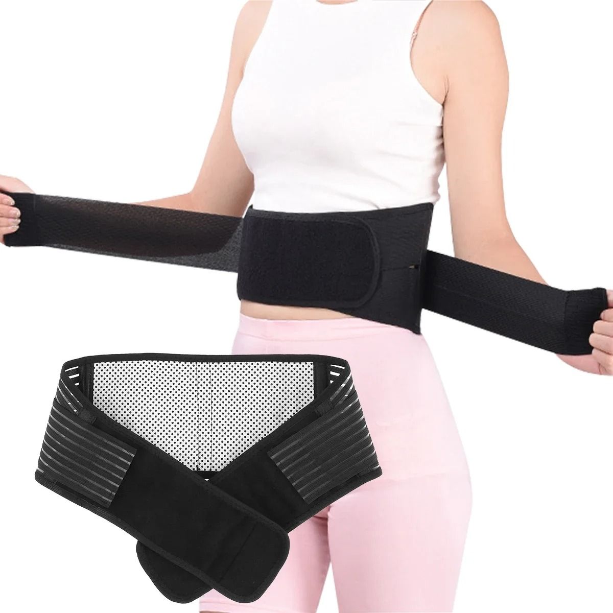 Adjustable Magnetic Back Support Belt – Breathable Self-Warming Lumbar Brace for Pain Relief and Posture Correction