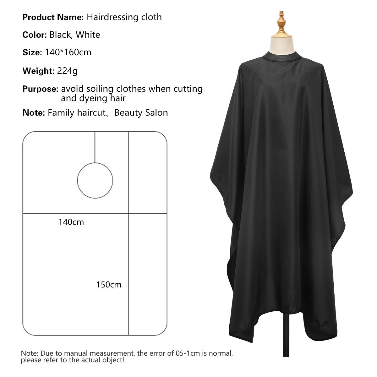 Professional Barber Salon Apron with Silicone Collar Waterproof Hairdressing Cape