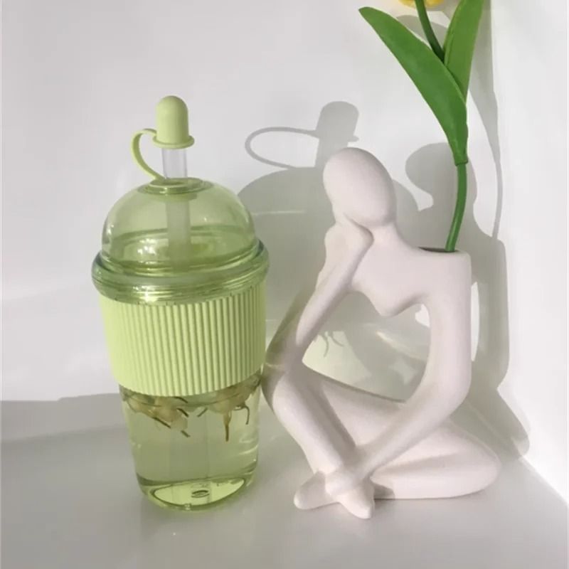 430ML Ins Style Straw Cup With Lid Large Capacity Bubble Boba Tea Coffee Milk Juice Mug Office Water Bottle