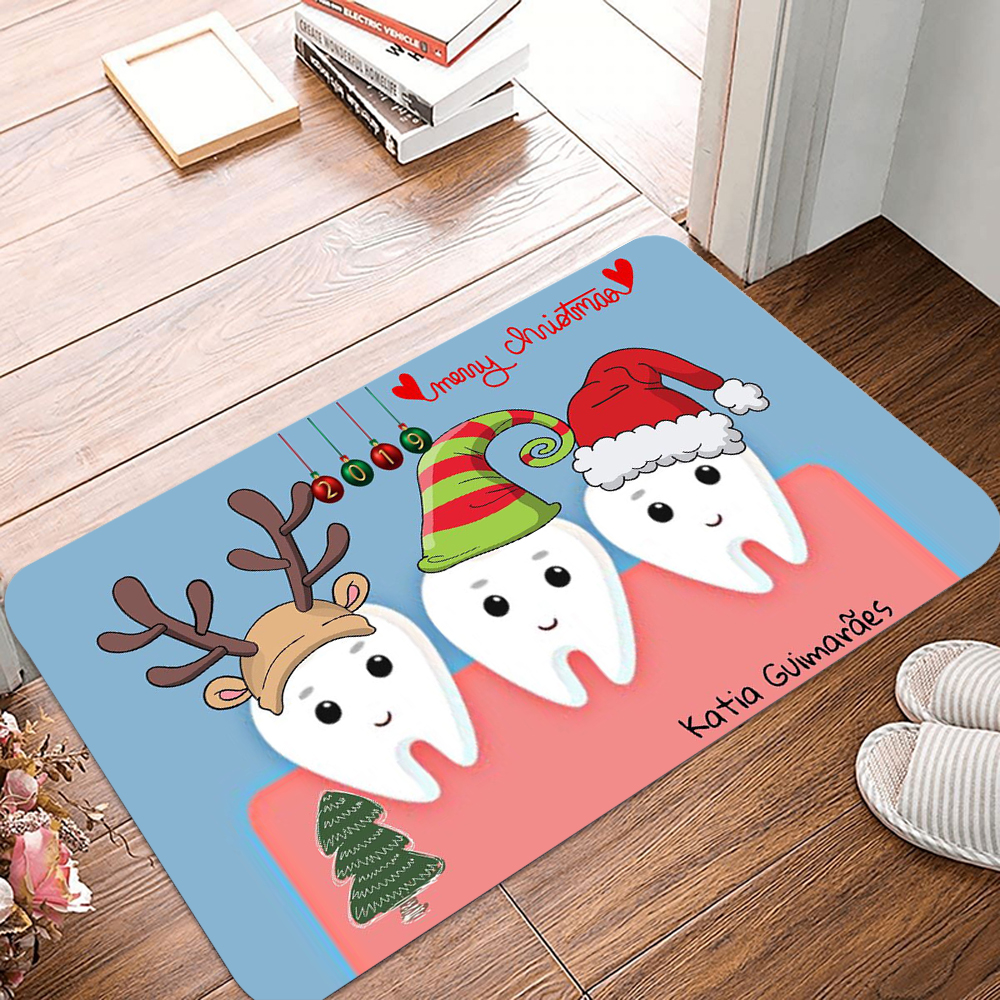 Non Slip Kitchen Rug, Christmas Dental Hospital Floor Mat, Tooth Design Doormat, Balcony Living Room Carpet, Home Rugs