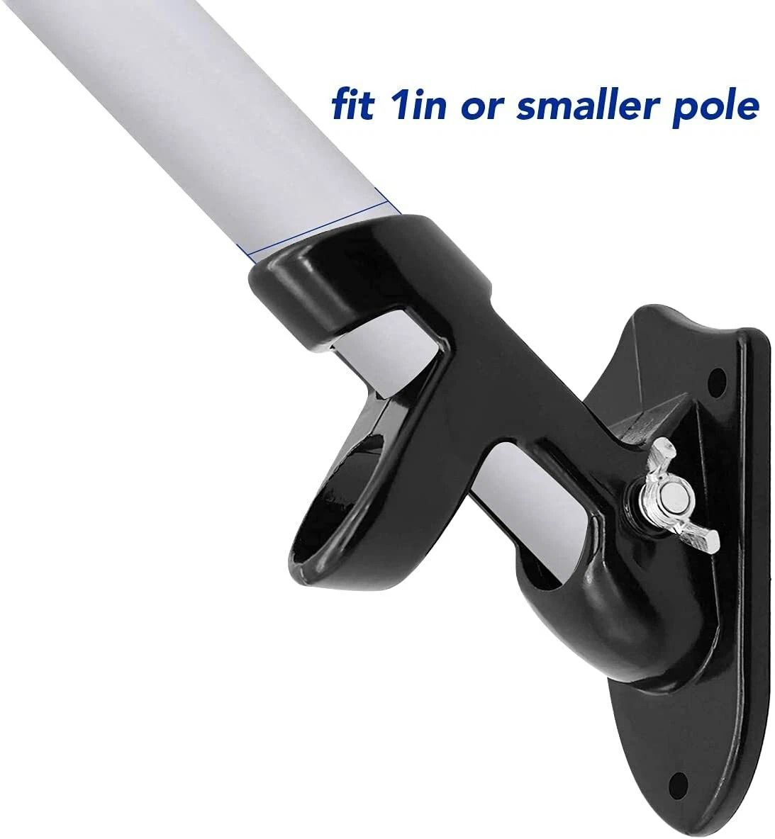Heavy Duty Black Flag Pole Holder with Two Position Mounting Bracket & Hardware