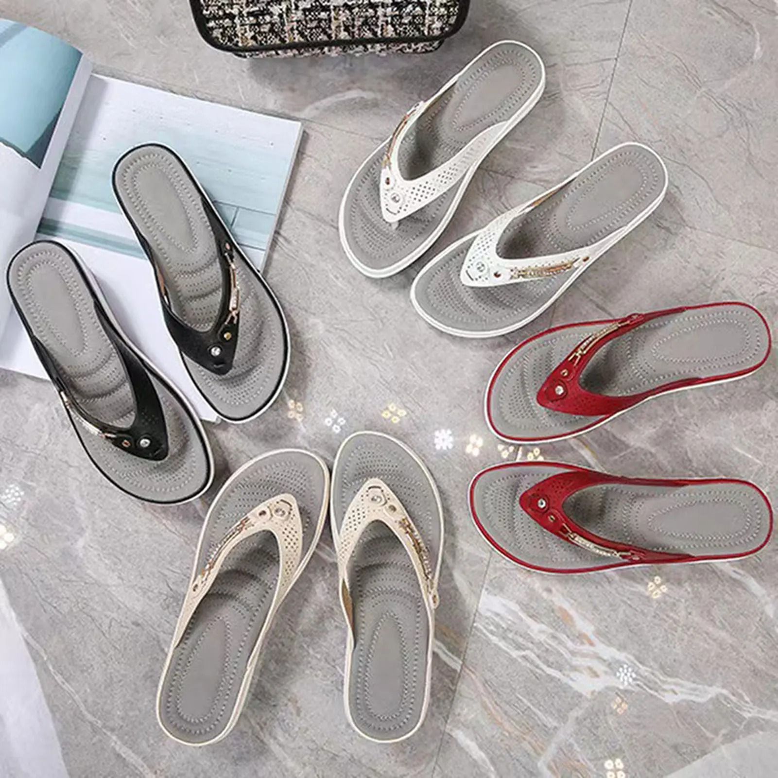 Women Slide Sandals with Open Toe and Non Slip Sole for Beach and Casual Summer Wear