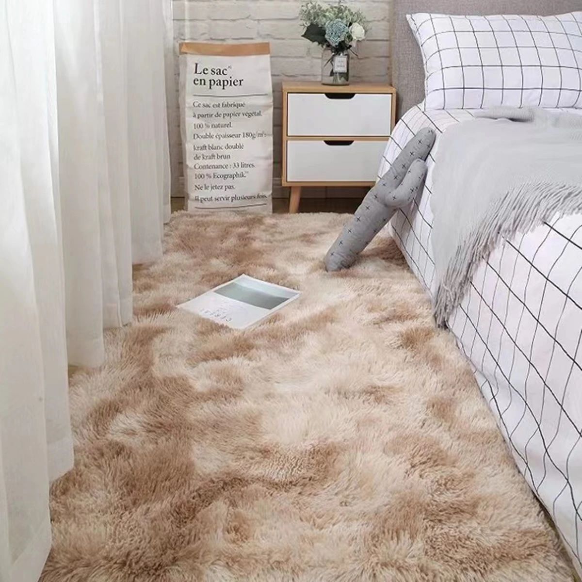 Ultra Soft Fluffy Area Rug – Non-Slip Shaggy Bedroom & Living Room Carpet