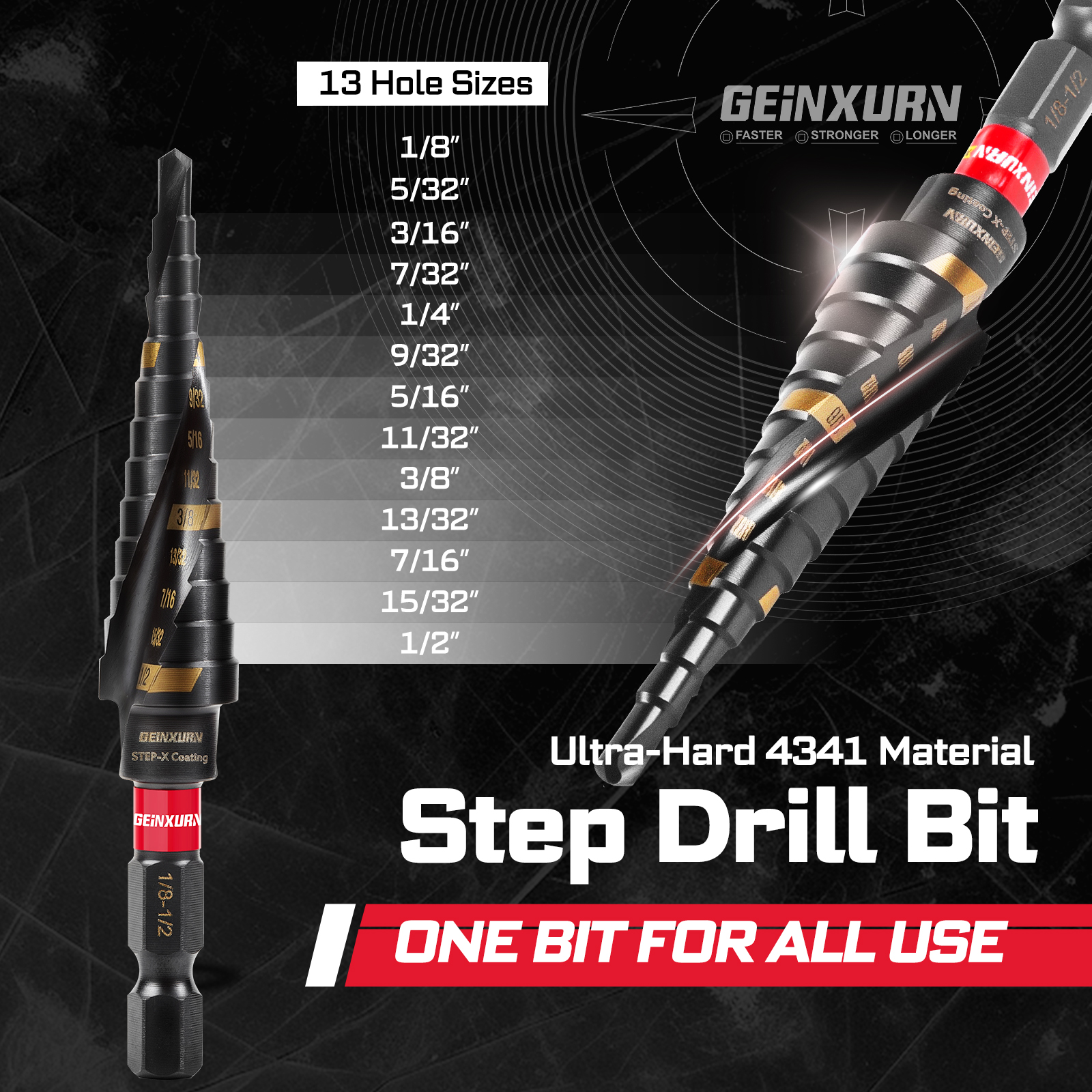 DIY Tools Set Packaged with Impact Screwdriver Bits, Mini Wrench, Step Drill, Socket Adapter, and Bit Holder