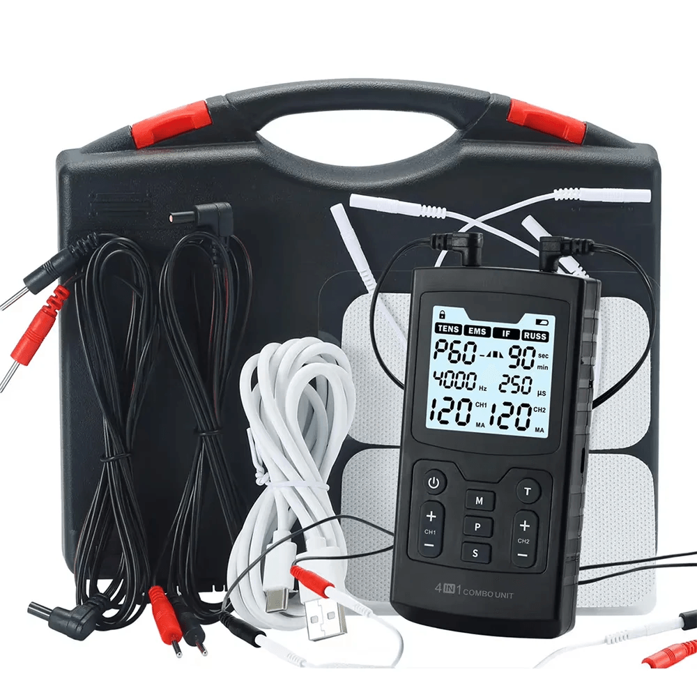 4 in 1 Electric Muscle Stimulator with EMS TENS IFT and RUSS Modes for Pain Relief and Recovery