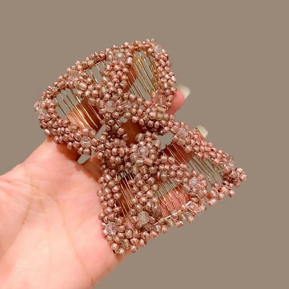 Elegant Pearl Elastic Magic Hair Comb and Butterfly Fancy Clip
