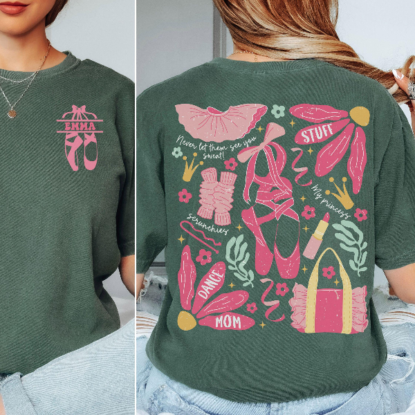 Dance Mom Essentials Shirt Trendy Back Print Graphic Tee Cute Recital Mom T-Shirt