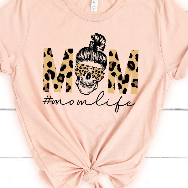 Mom Life T-shirt – Messy Bun Skull Shirt, Perfect Gift for Moms