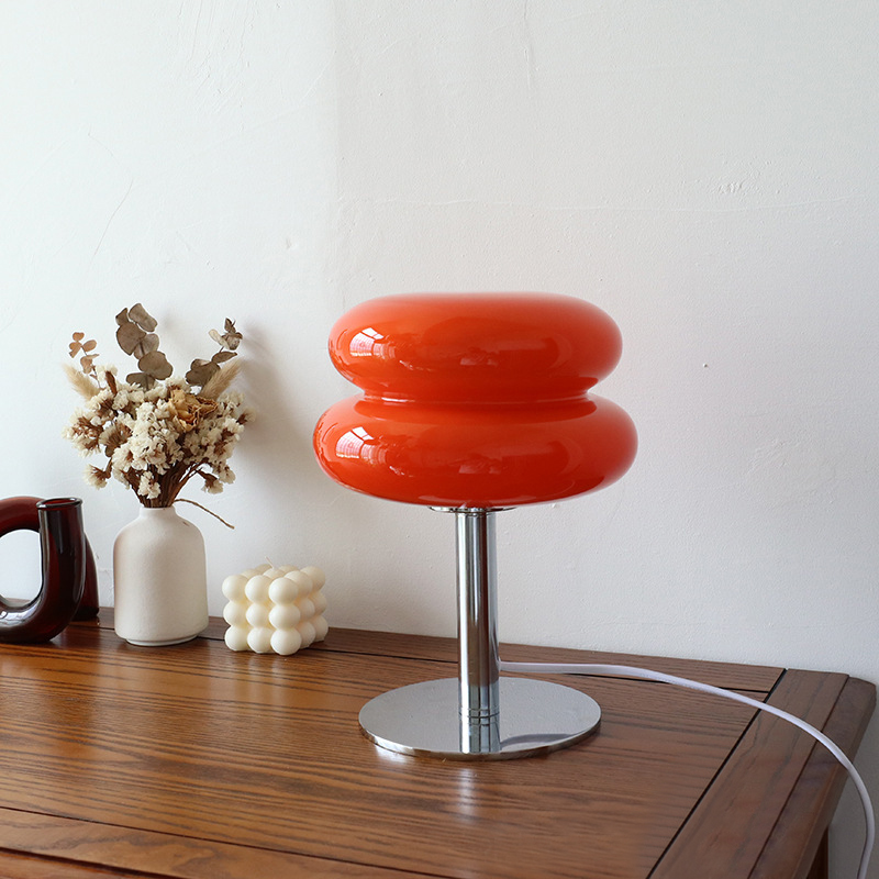 Trichromatic Dimming Macaron Glass Table Lamp Eye Protection Night Light Living Room and Bedroom Decor