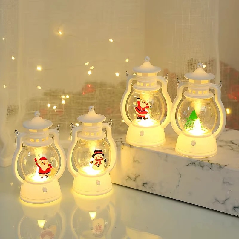 Santa Claus Merry Christmas Decorations, LED Lantern Light Christmas Ornaments, Home Xmas Decor