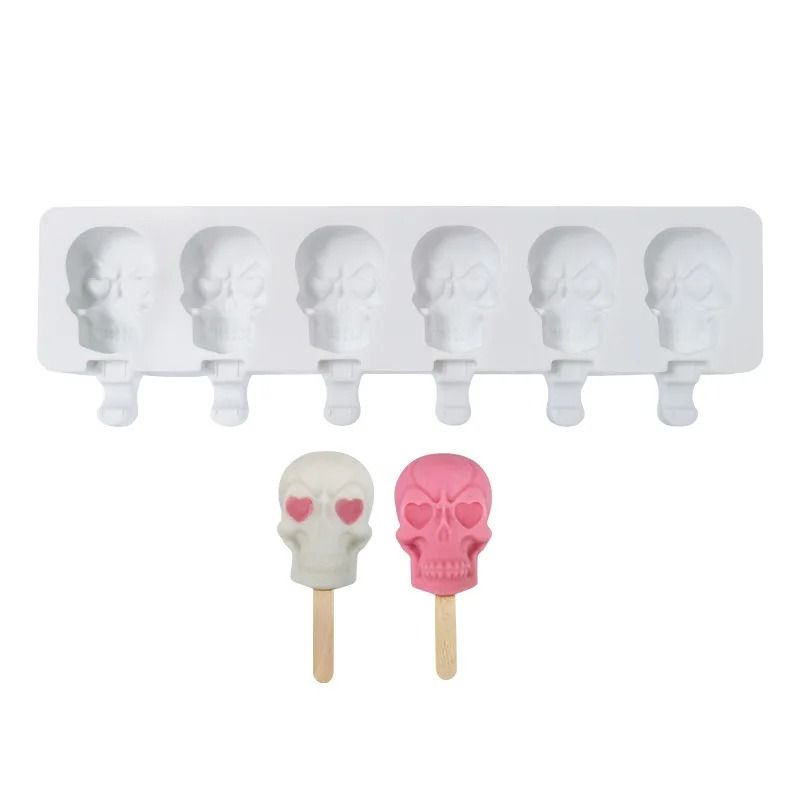 6-Cavity Skull Silicone Popsicle & Ice Mold