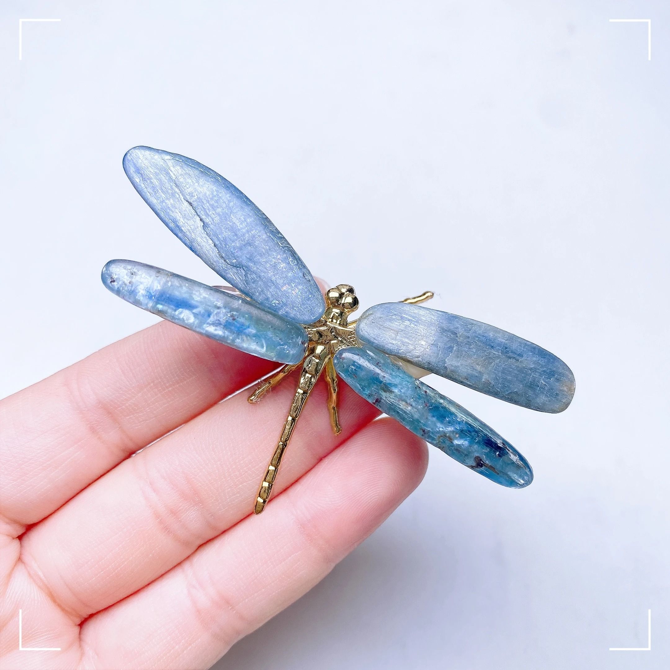 Ethereal Kyanite Sentinel | Polished Blue Spar Dragonfly & Butterfly Figurine | Executive Studio & Healing Sanctuary Dec