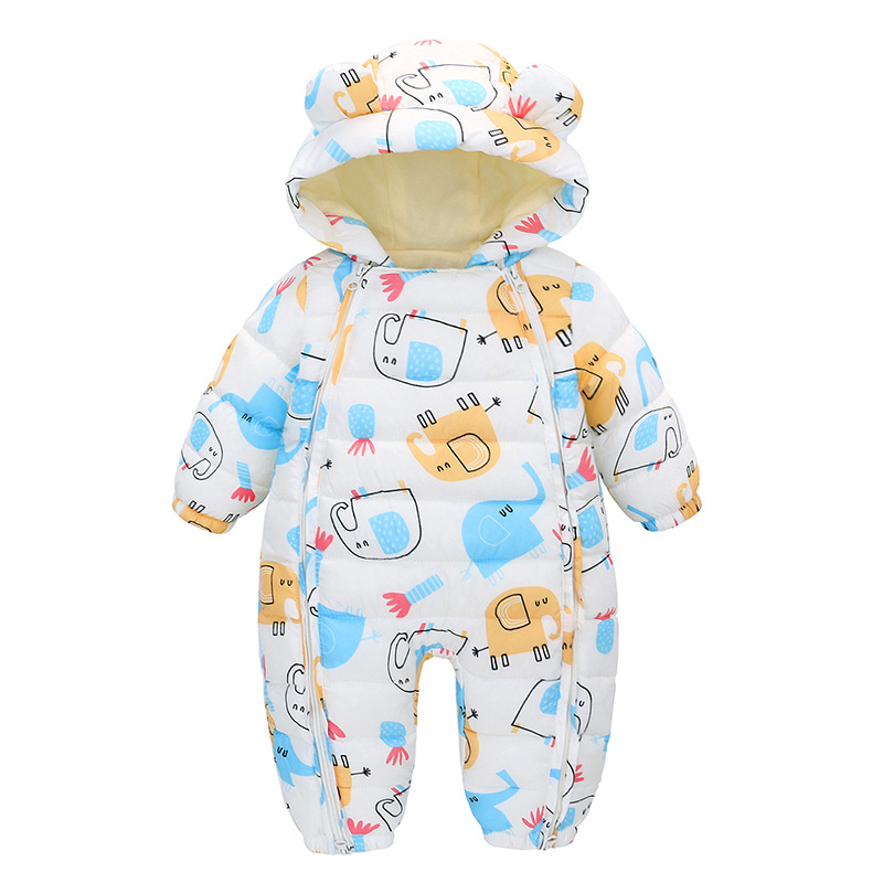 Hooded Autumn Winter Baby Snowsuit Plus Velvet Warm Baby Girl Romper Baby Boy Jumpsuit Infant Winter Overalls Coat Thick