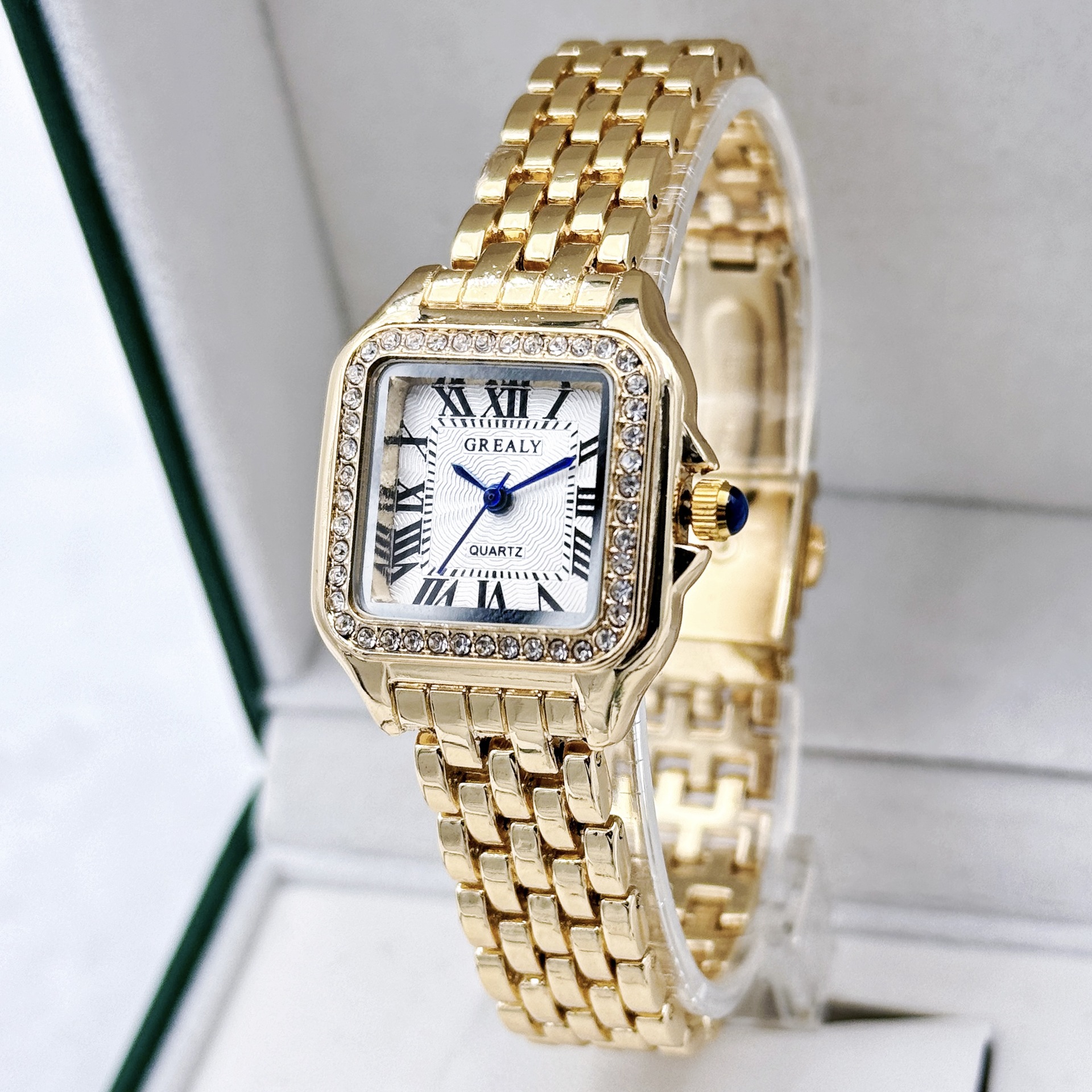 Light Luxury Brand Women Watch Gold Stainless Steel Ladies Fashion Quartz Wristwatch for Business