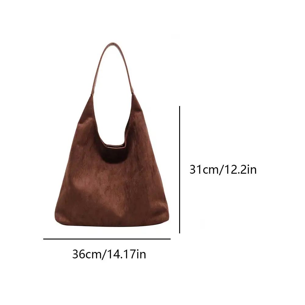 Vintage Suede Hobo Shoulder Bag – Large Capacity Retro Work Tote for Women