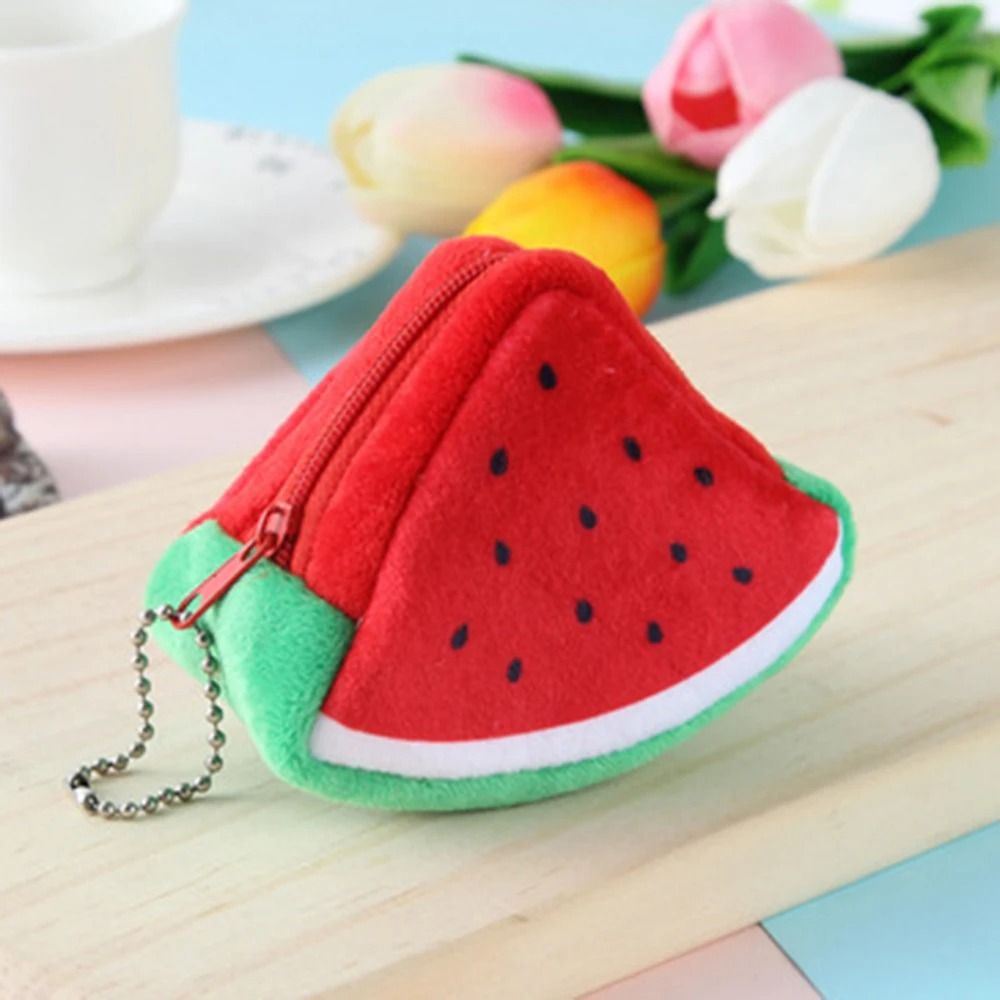 Cartoon Fruit Plush Coin Purse Keychain Bag