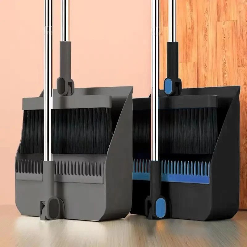 Foldable Broom and Dustpan Set, Stand-Up broom and dustpan set for Fast Everyday Sweeping