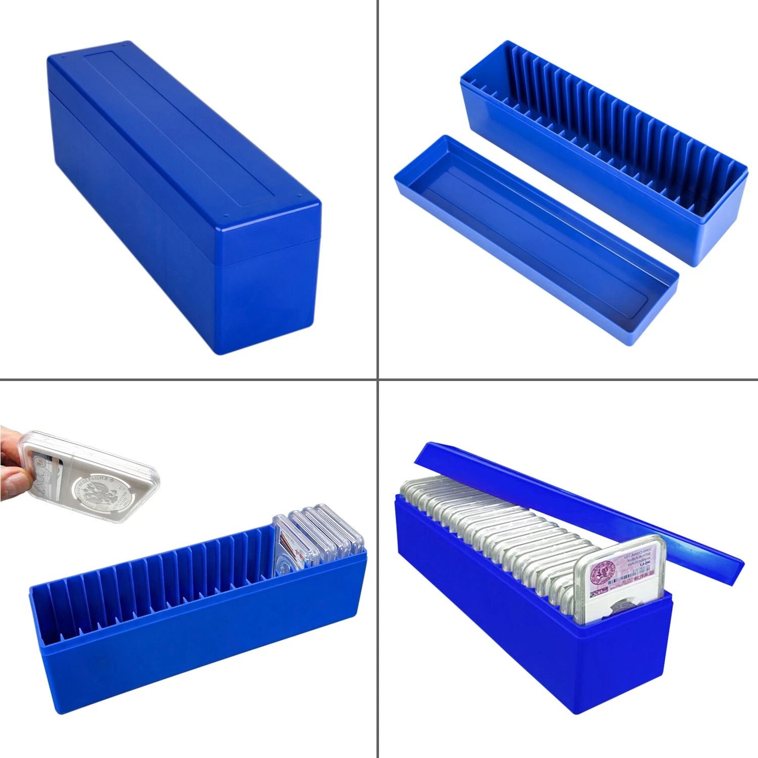 Blue Coin Slab Storage Box for PCGS NGC Holders Durable ABS Case