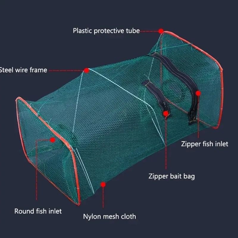 Collapsible Cast Net Fish Cage – Portable Mesh Trap for Crab, Shrimp, and Crayfish