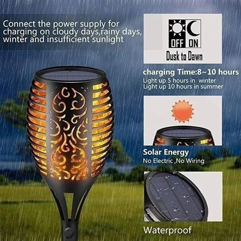 Solar Flame Torch Light Flickering Outdoor Garden Decoration