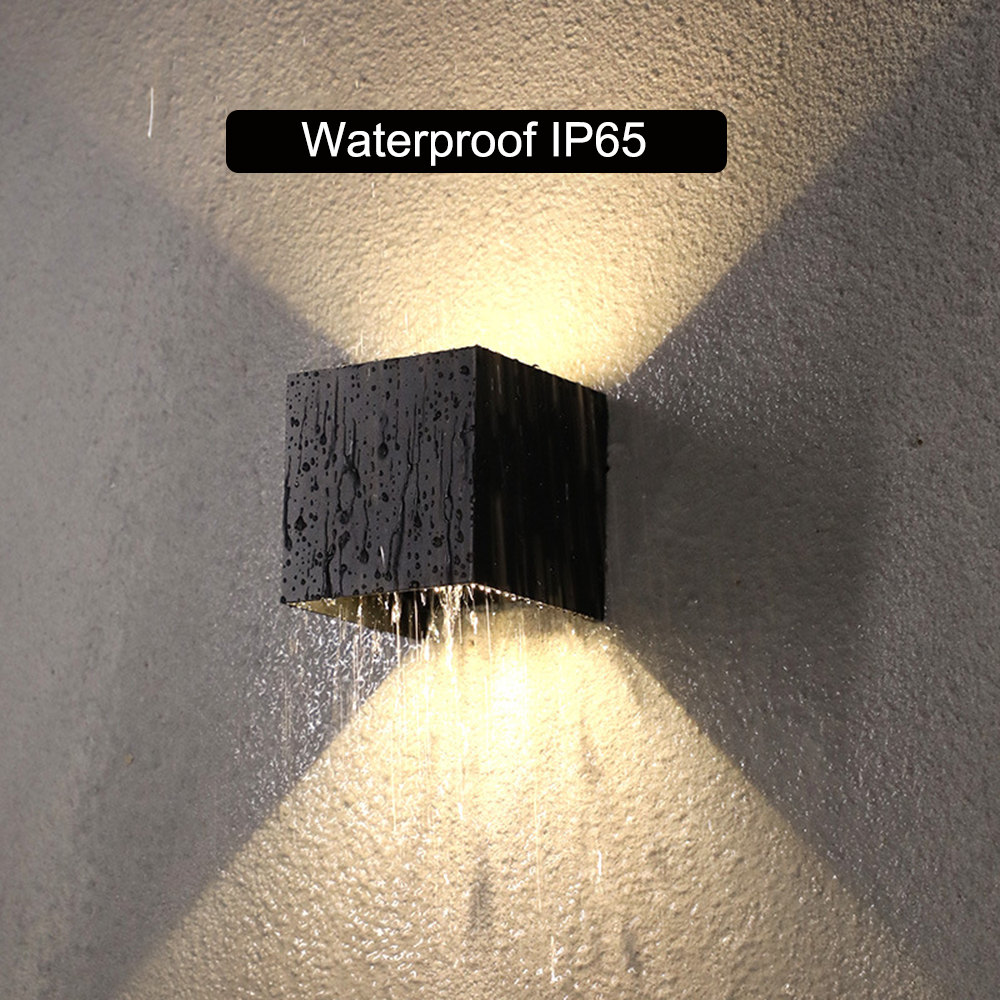 Modern Square Outdoor Wall Lamp, Waterproof Aluminum Black White Gray Porch Lighting Fixture