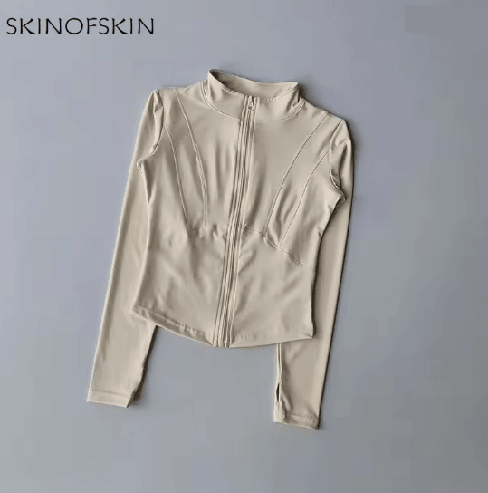 Womens Quick Dry Yoga Jacket Slim Fit Zip Up Fitness Top