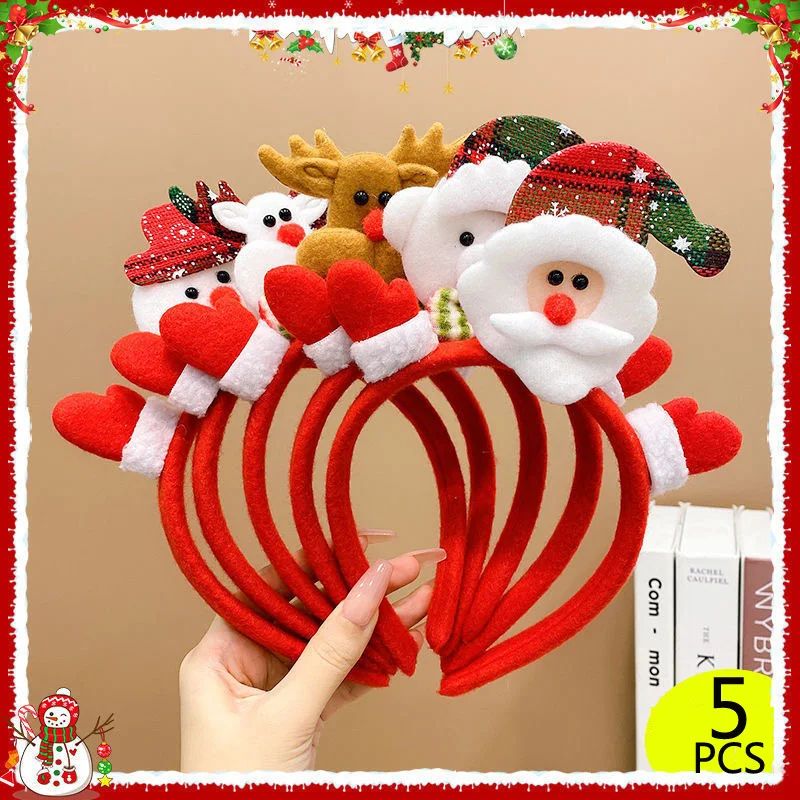 5pcs Christmas Santa Snowman Reindeer Party Headbands