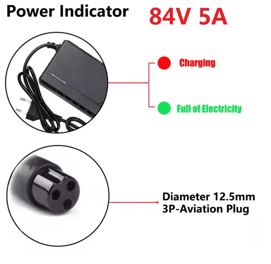 72V 5A Intelligent Fast Charger 84V with Cooling Fan