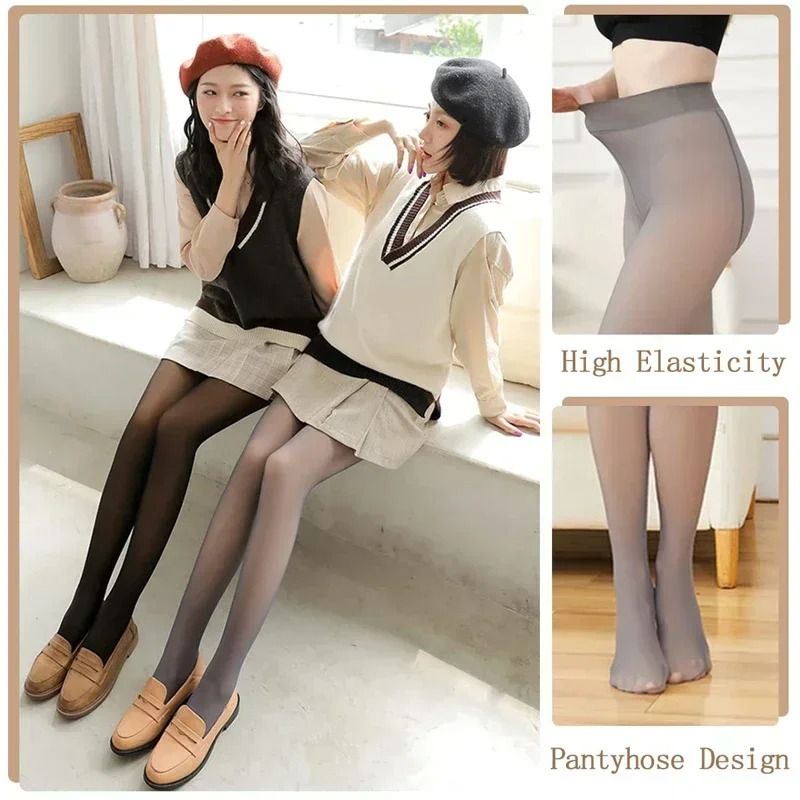 Hot Mesh Fleece Tights Warm Insulated Leggings Women