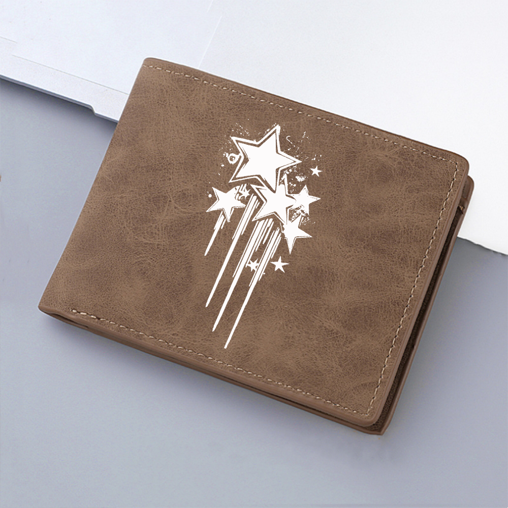 Mens Star Print Wallet High Quality Flat Design