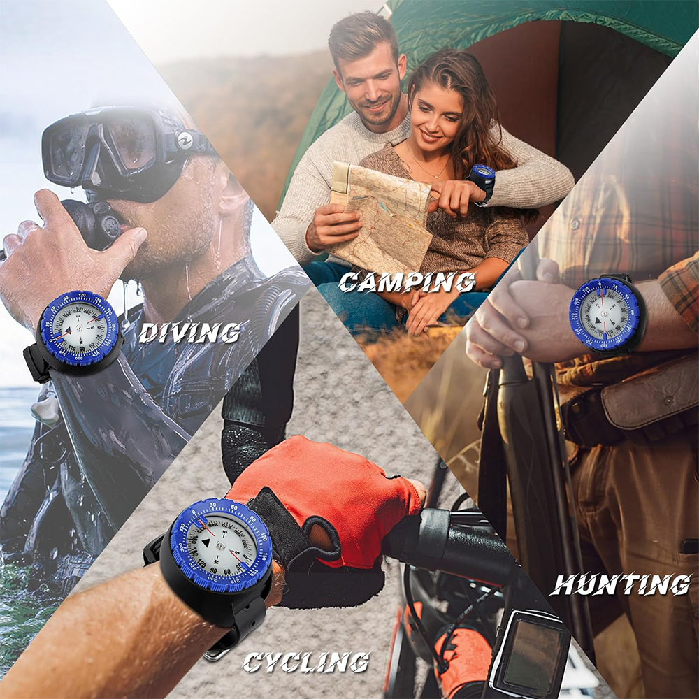 Waterproof Scuba Diving Compass Watch with Luminous Wrist Navigation