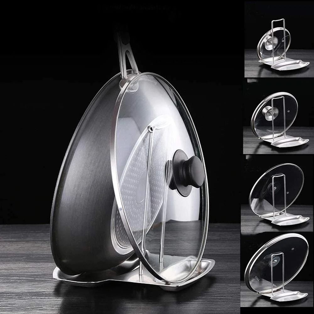 Stainless Steel Pot Lid Rack and Utensil Holder