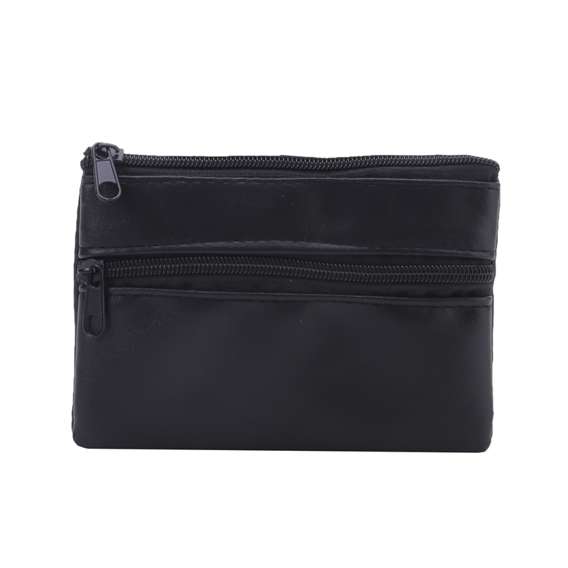 Mini Zipper Wallet with Key Holder PU Leather Coin Purse for Men & Women