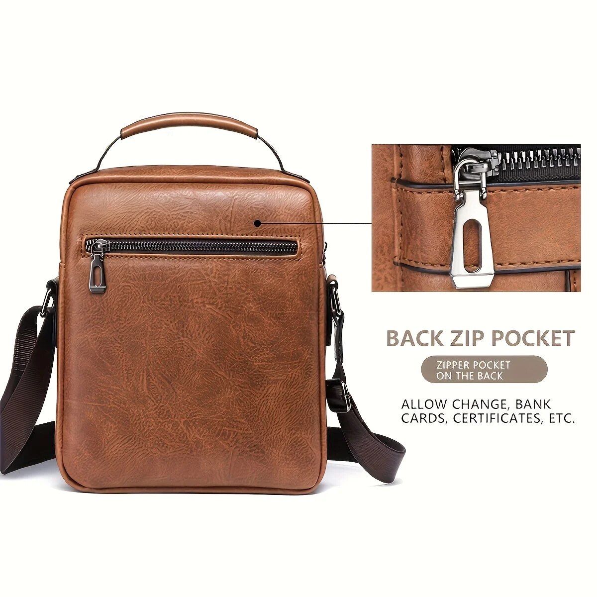 PU Leather Men Shoulder Bag for  iPad Business Crossbody Messenger Bag