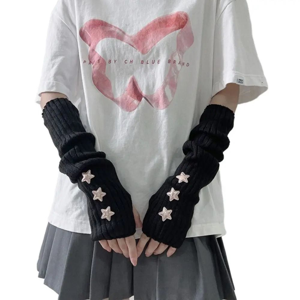Elegant Lace-Trimmed Knitted Arm Warmers - Lolita & Harajuku Style