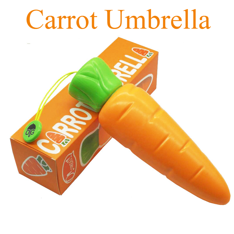 Cute Carrot Umbrella for Kids, Radish Cartoon Windproof Parasol, Perfect Halloween and Xmas Gift for Toddlers