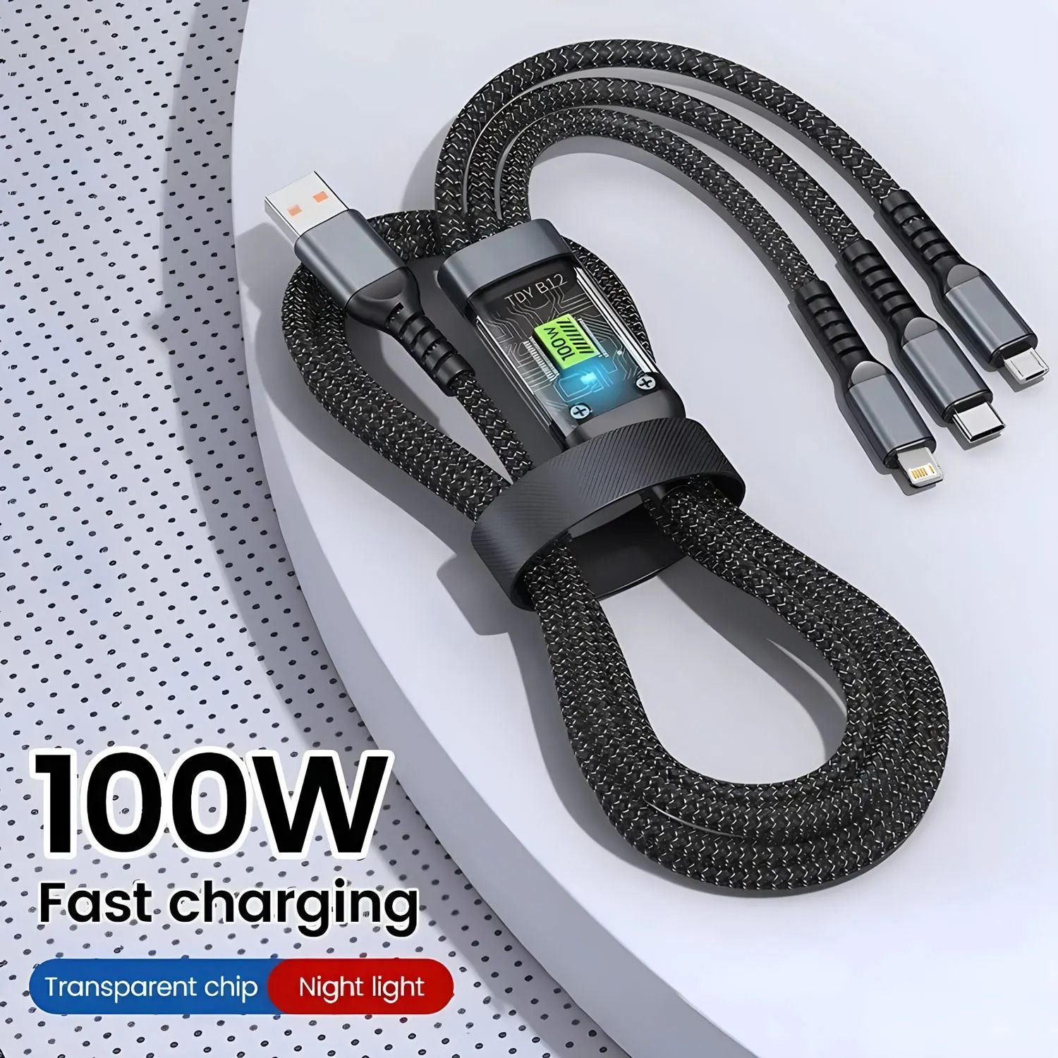 3-in-1 Braided Fast Charging Cable 100W