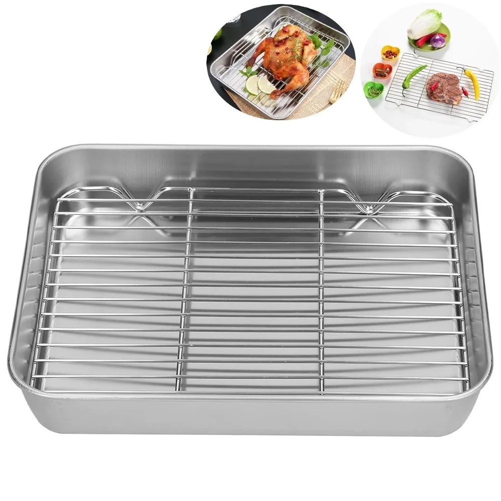 Premium 304 Stainless Steel Baking & Cooling Tray Set for Oven, Grill, and BBQ